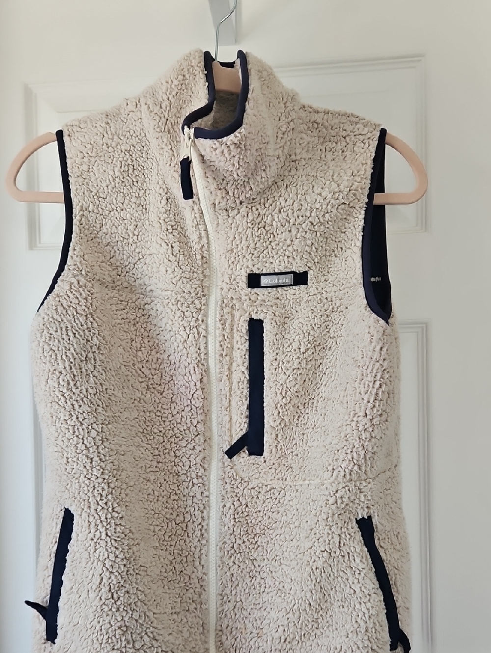 Columbia Cream Sherpa Vest with Black Accents